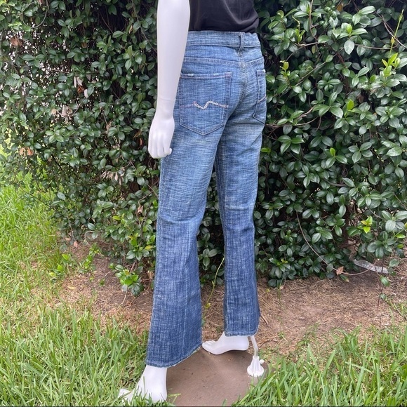 7 FAMK Bootcut Low Rise Mildly Distressed Jeans - Picture 9 of 14